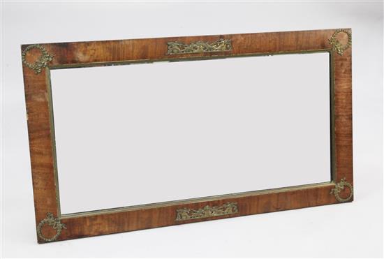 A 19th century French mahogany and ormolu mounted wall mirror, W.4ft 1.5in.